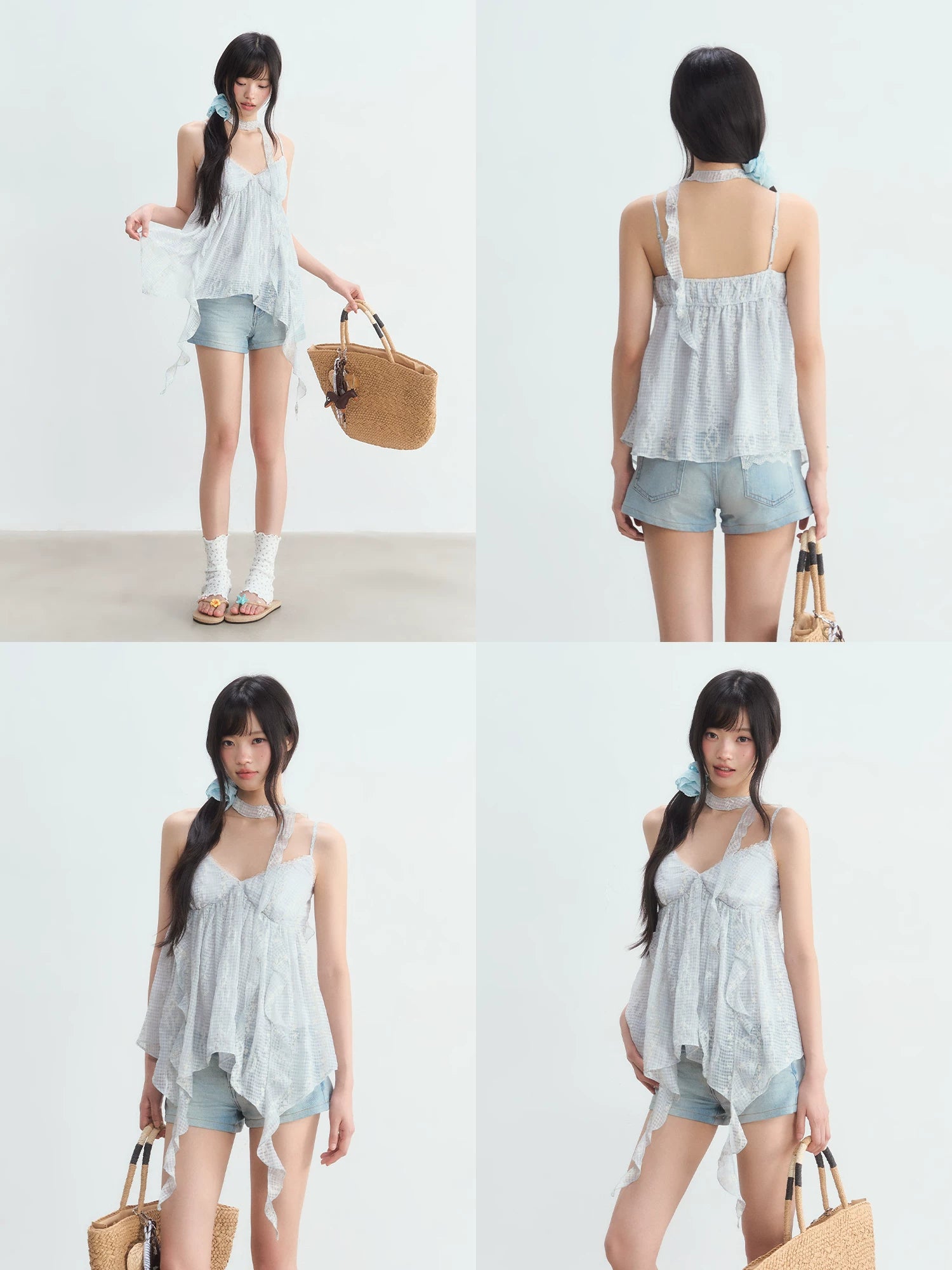 Plaid Irregular Hem Top