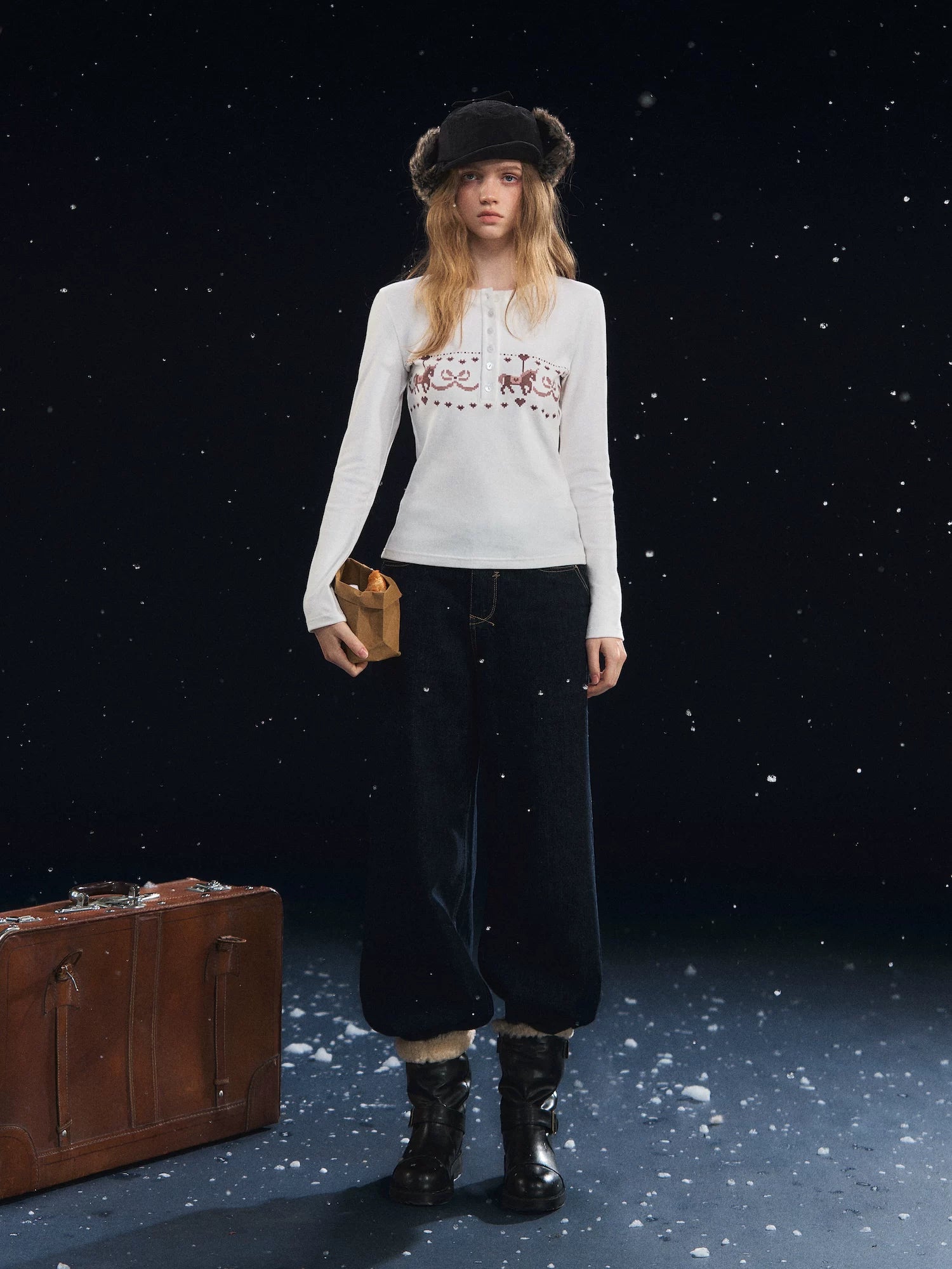 Carousel Print Plush Top