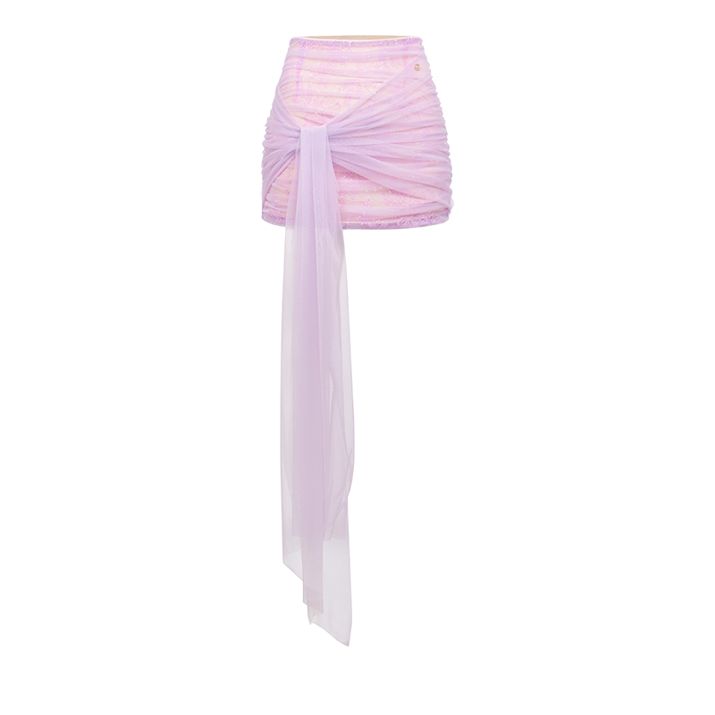 Tassel Ribbon Strapless Top &amp; Tulle Skirt Set