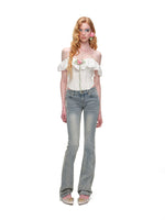 Embroidered Flared Denim Pants