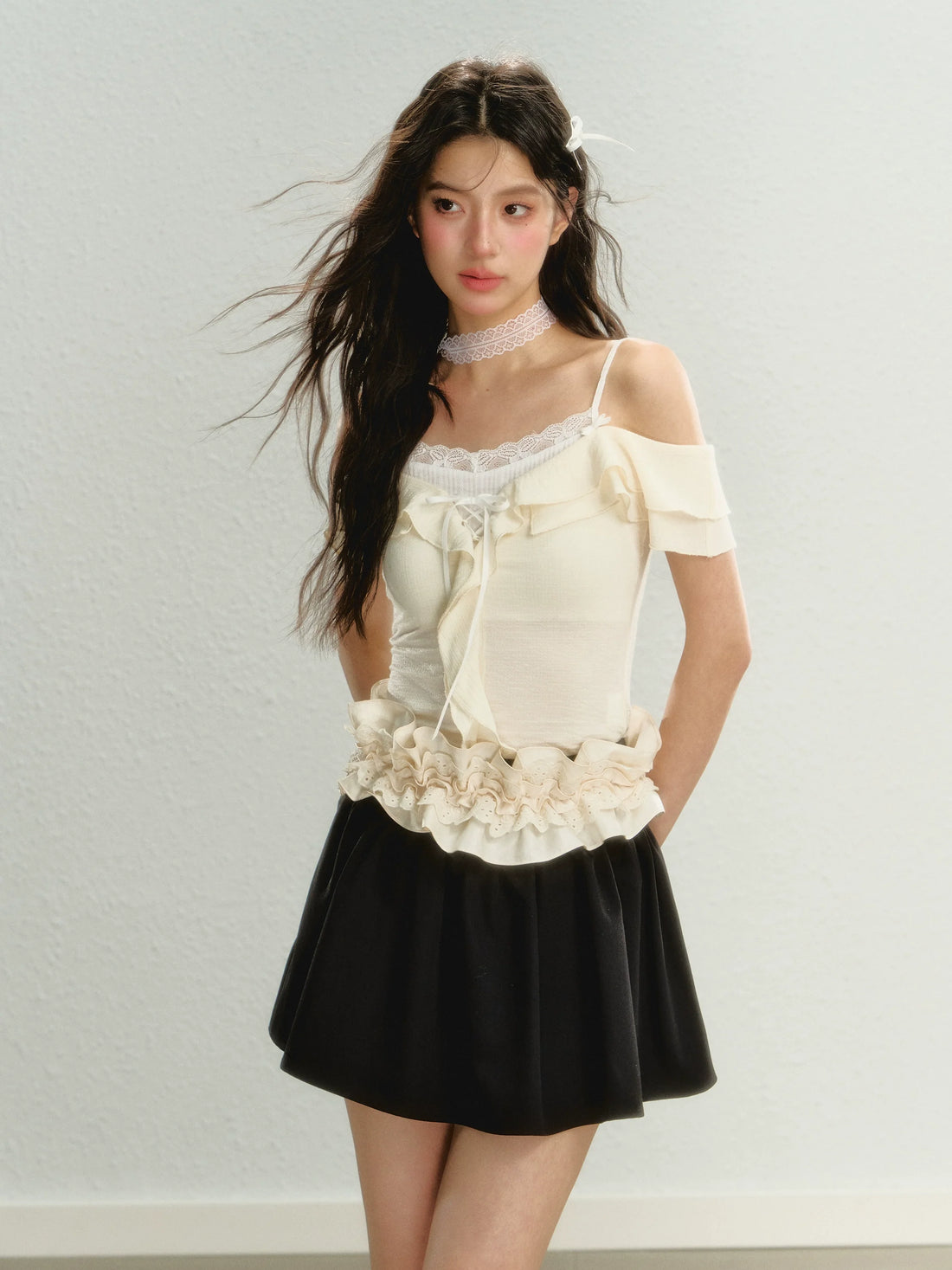 Lace 2-in-1 Knit T-Shirt