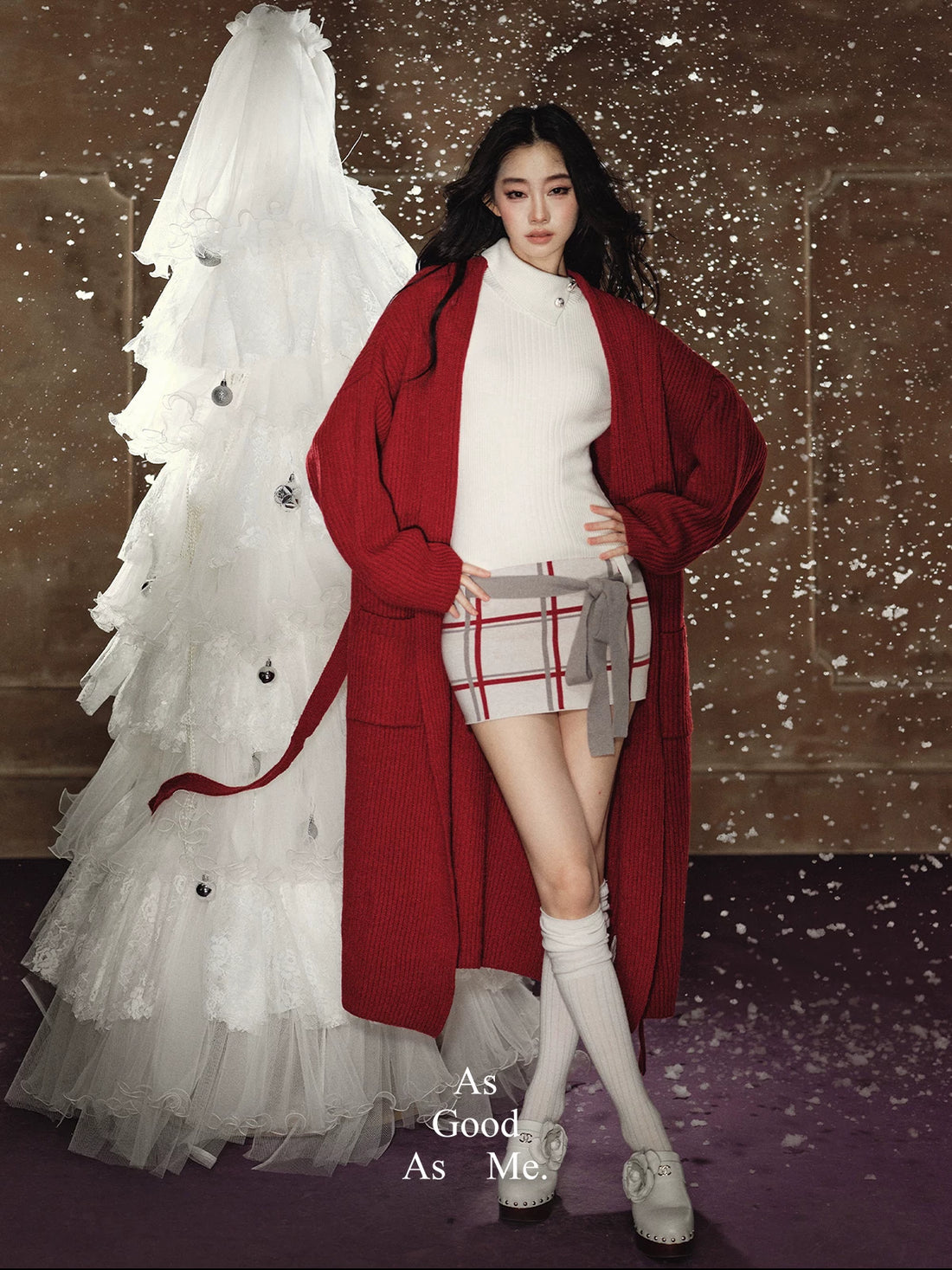 Red Relaxed Drop-Shoulder Wool Coat
