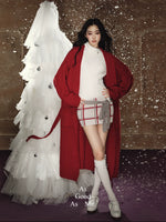 Red Relaxed Drop-Shoulder Wool Coat
