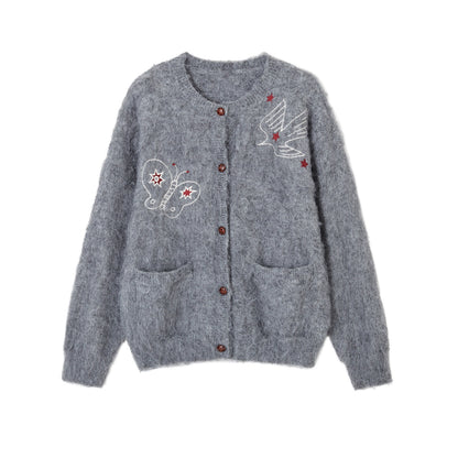 &quot;Birds &amp; Butterflies&quot; Embroidered Cardigan