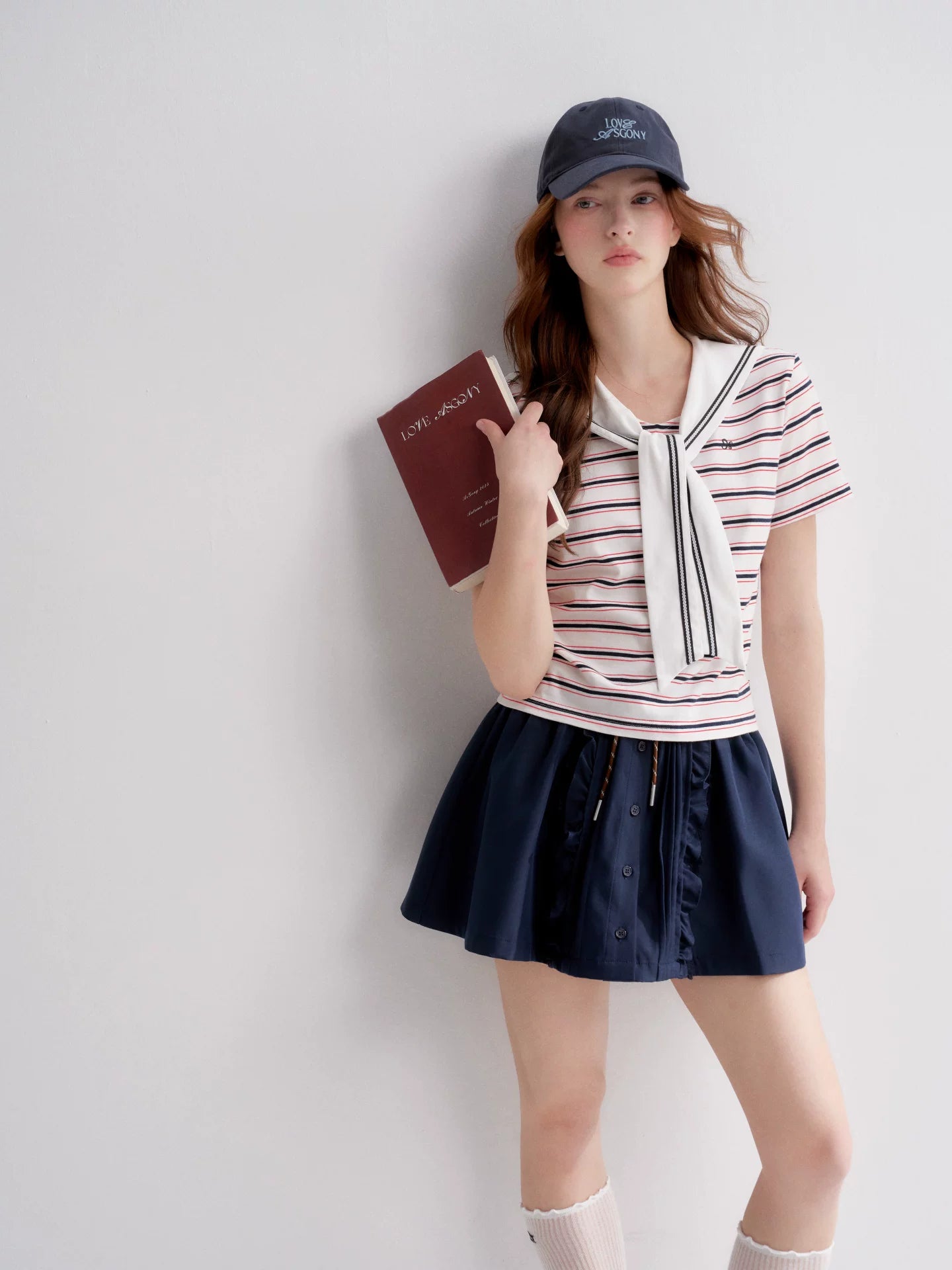 Ruffle Drawstring Mini Skirt