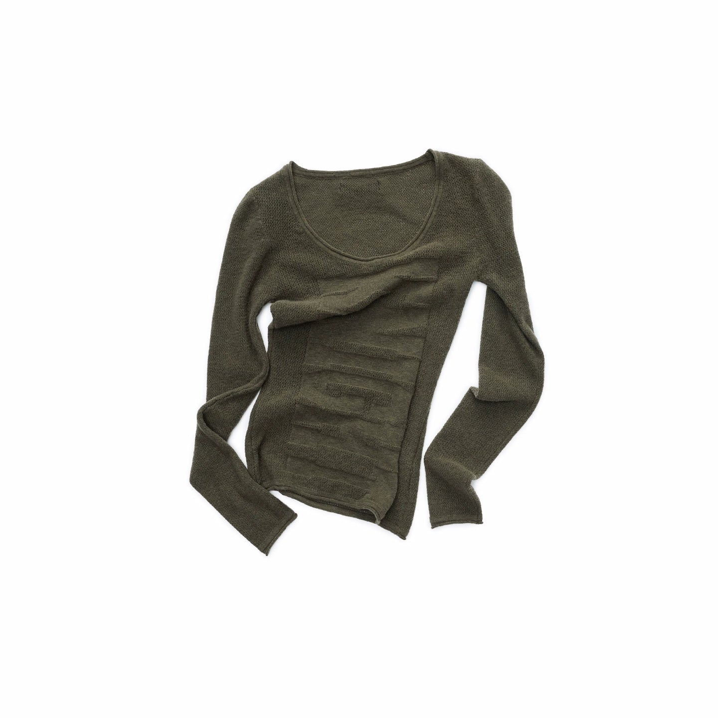 Crewneck Textured Open-Knit Wool Sweater