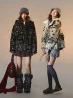 Jacquard Fleece Hooded Casual Jacket