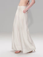 Beige Pleated Accordion Pants