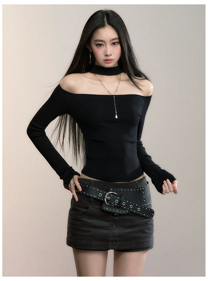 Rib Knit Off-Shoulder Two-Way Top