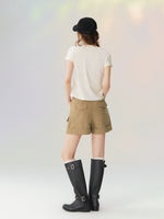 Multi-Pocket Rolled Hem Cargo Shorts