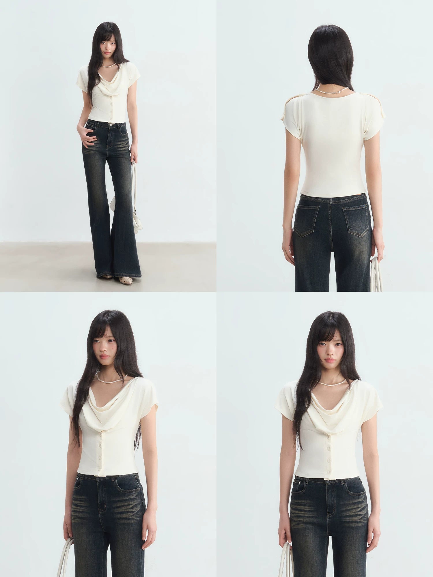 Draped Cowl Neck Blouse