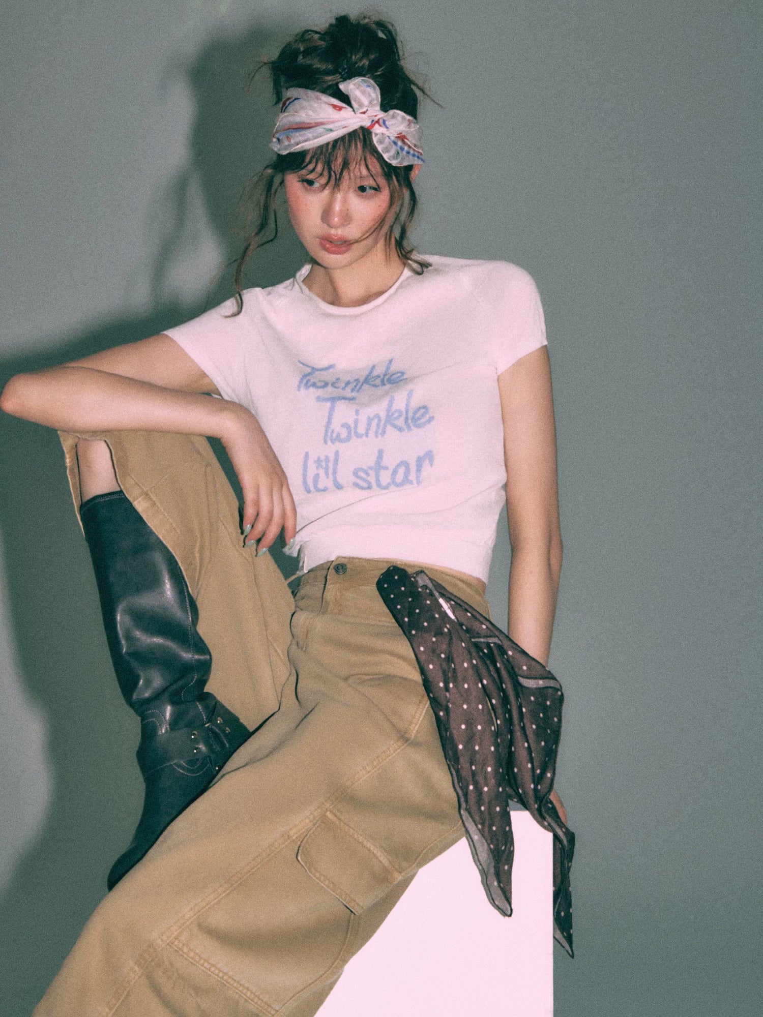White Little Star Knit T-shirt