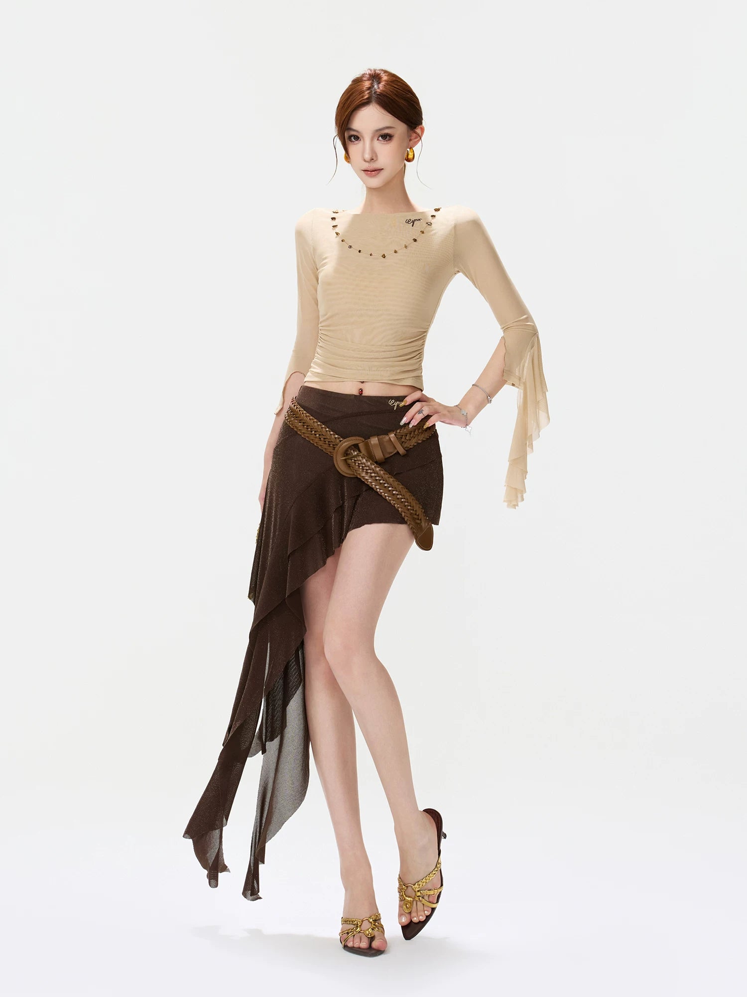 Asymmetric Ruffle Mini Skirt