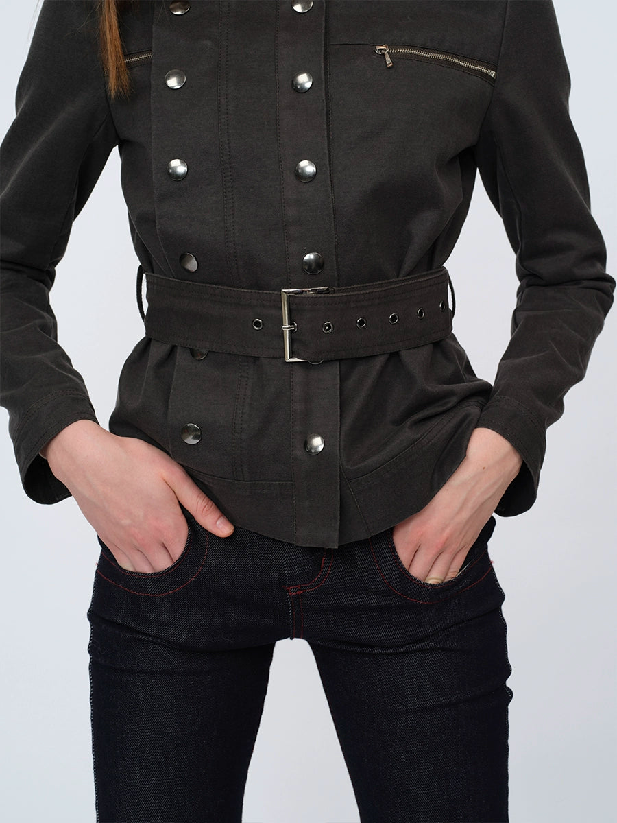 Waxed Faux-Leather Fur Jacket