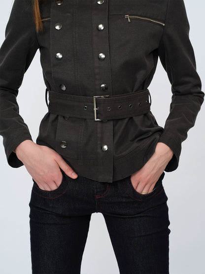 Waxed Faux-Leather Fur Jacket