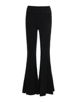 Black Fold Waist Flare Pants