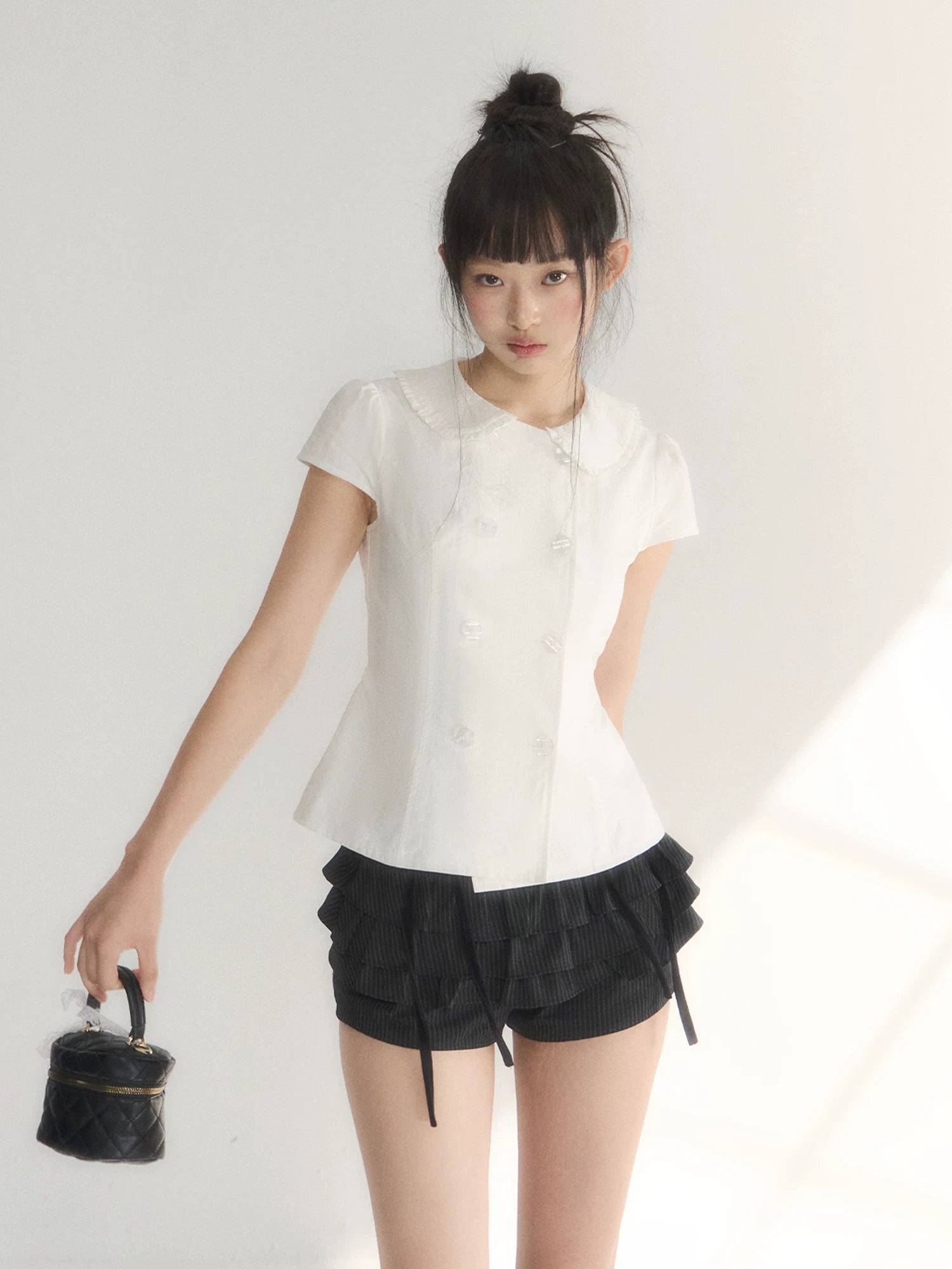 Double-Breasted Collar Blouse