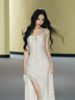 Floral Mesh Lace Maxi Dress