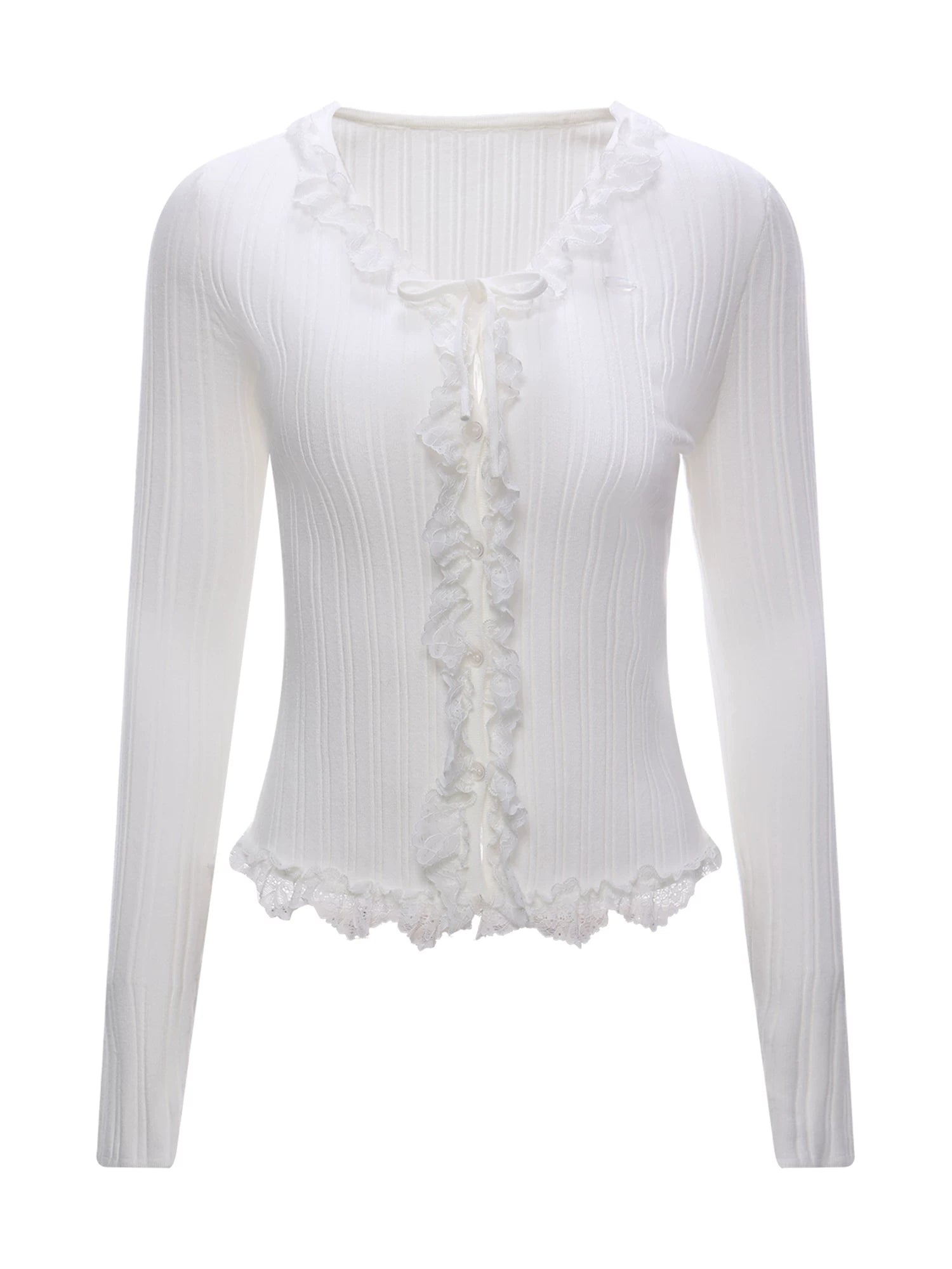 Lace Trim Knit Top