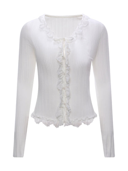 Lace Trim Knit Top