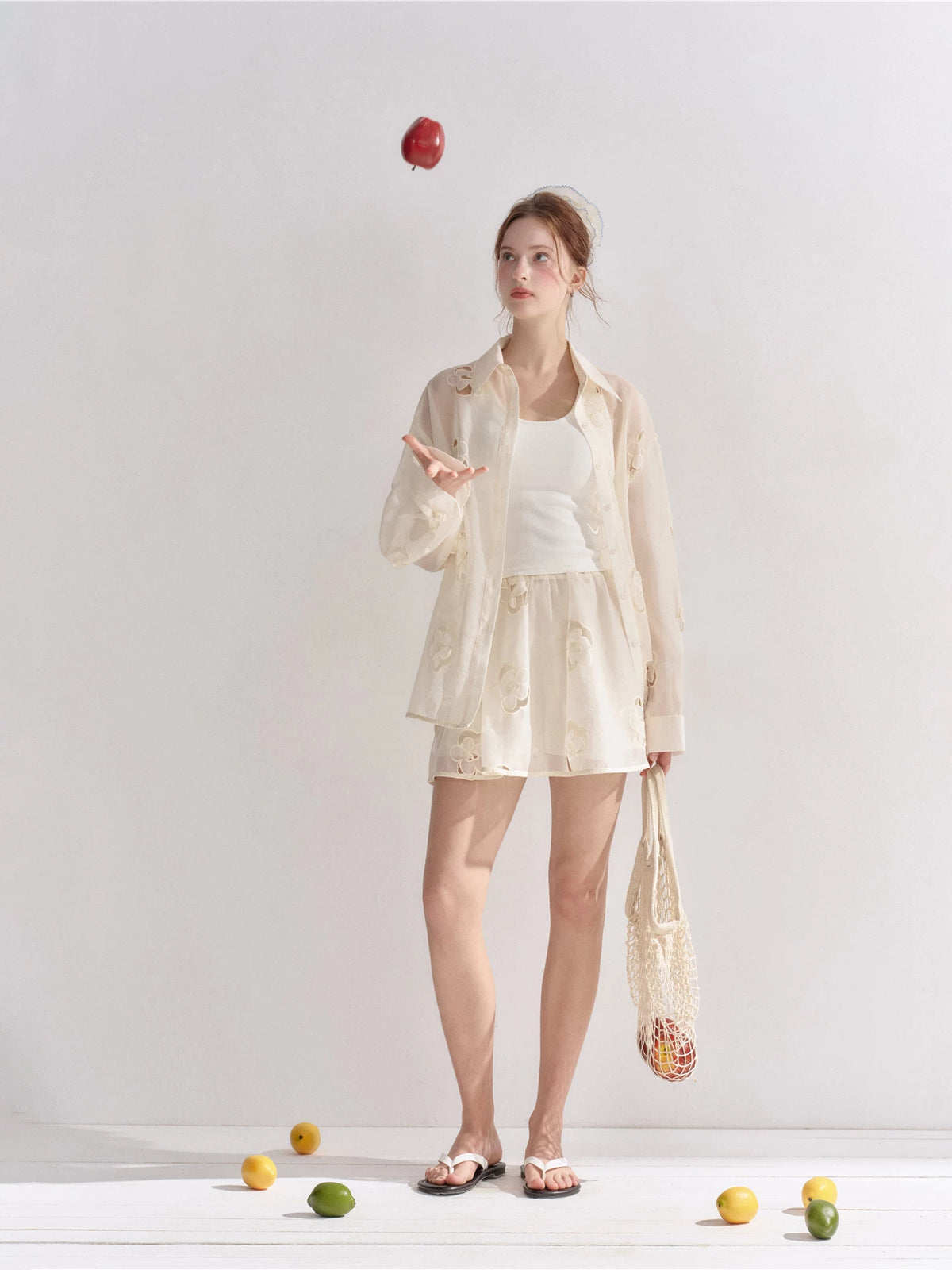 Floral Embroidered Shirt Set