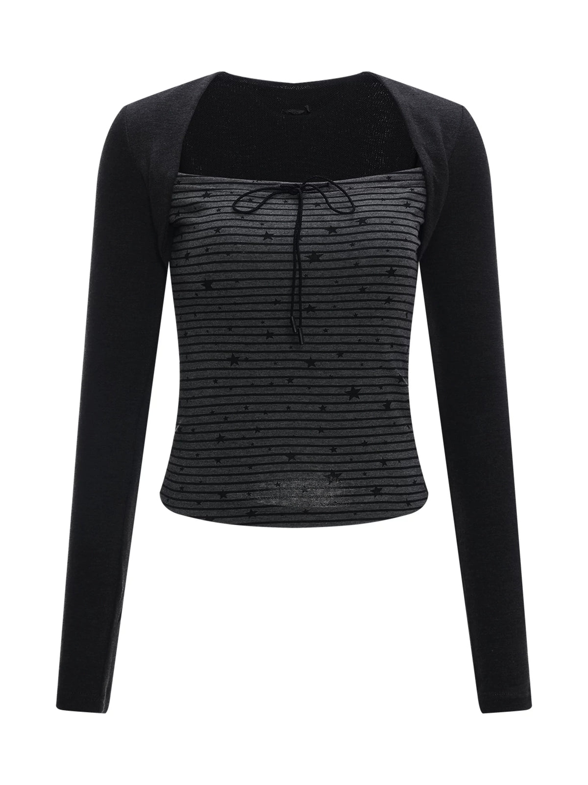 Gray Star Stripe Top