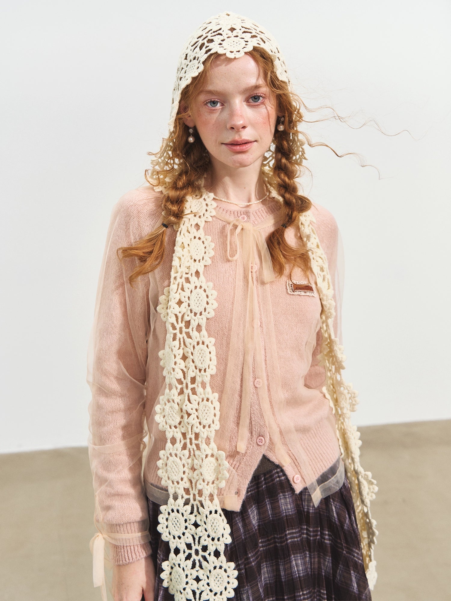 Mesh Layered Knit Cardigan