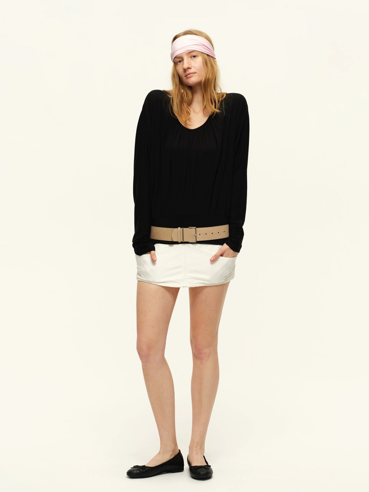 Lyocell Pleated Hoodie Top