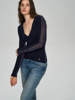Lyocell Wool Lace V-Neck Top