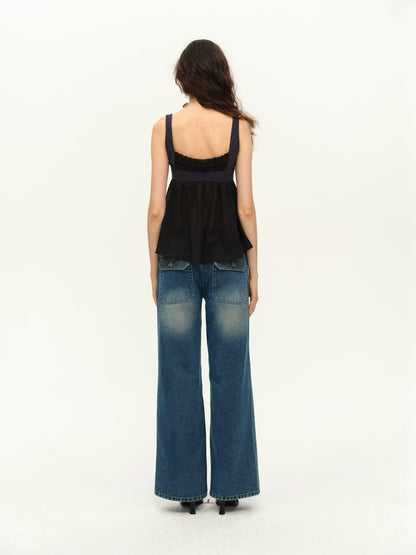 Layered Contrast A-Line Blouse