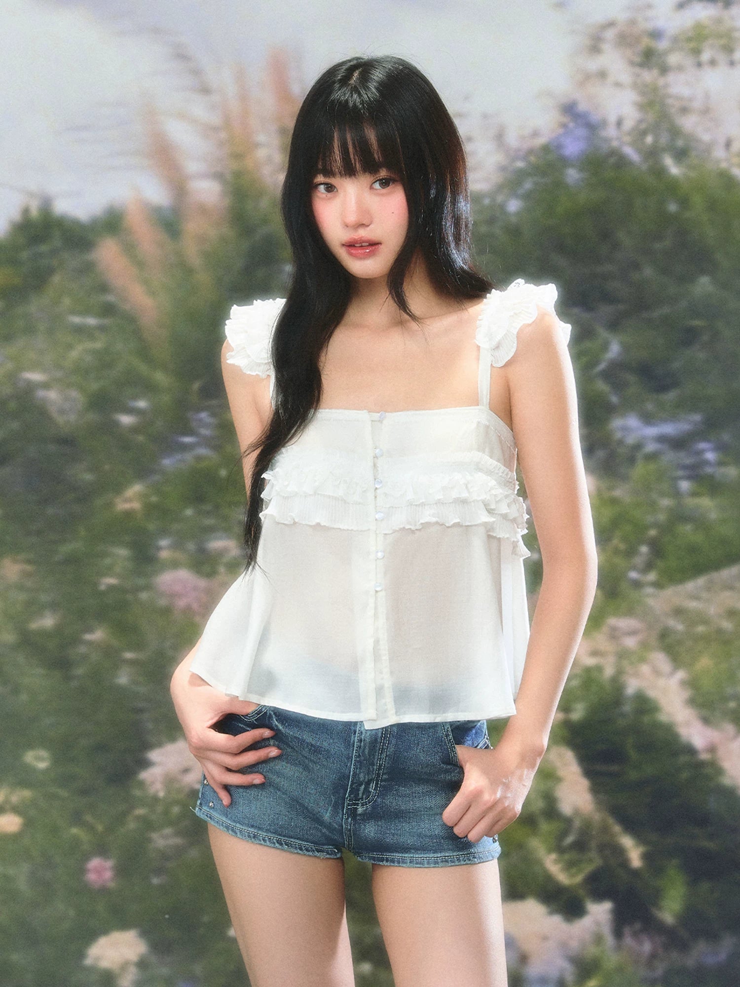 Square-Neck Babydoll Top