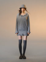 3D Rose V-Neck Knit Set