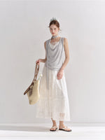 Lace Draped Scarf Tank Top
