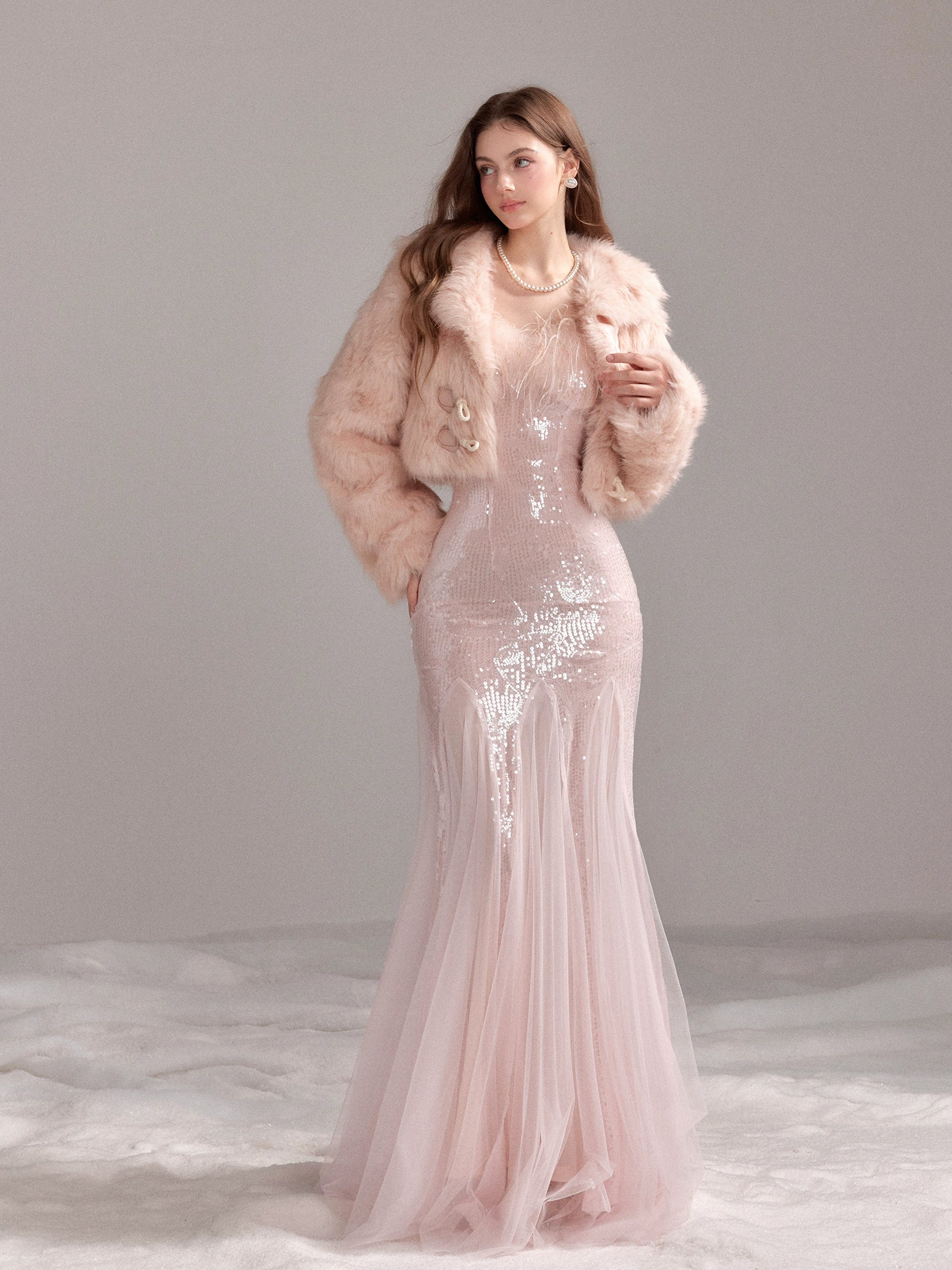 Faux Fox Fur Toggle Short Coat