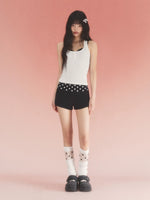 Polka Dot Fold Waist Shorts