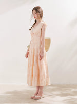 Apricot Orange Eyelet Tiered Dress