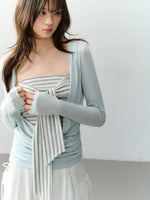 Striped Draped Neck 2-piece Set