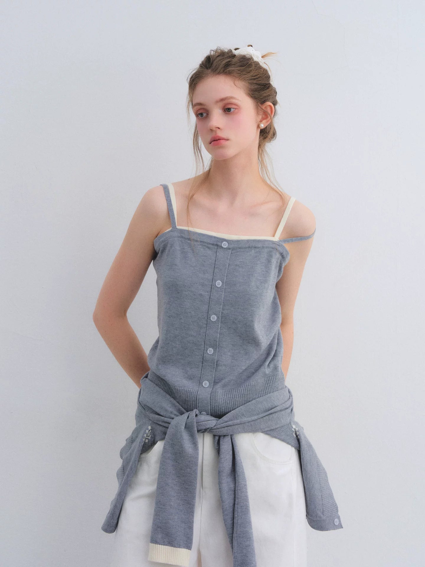 Jacquard Knit Cardigan Cami Set