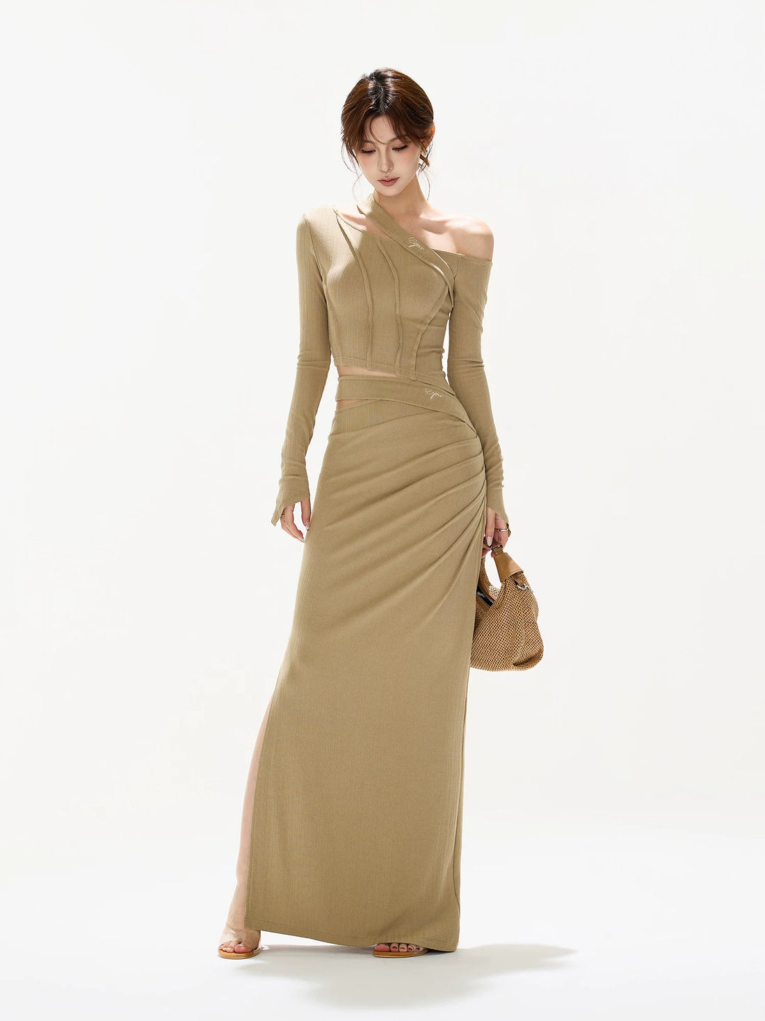 Asymmetric Knit Top &amp; Skirt Set
