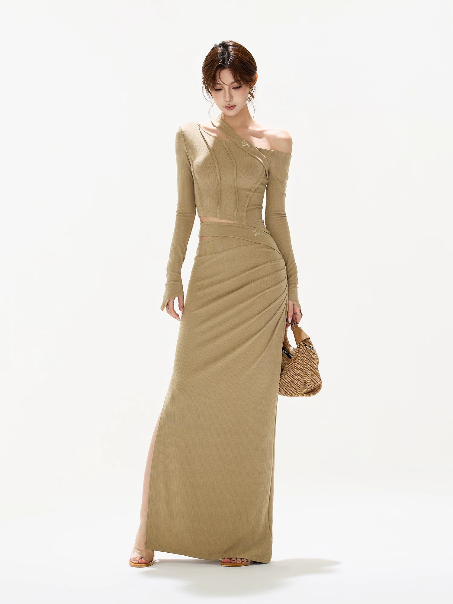 Asymmetric Knit Top &amp; Skirt Set