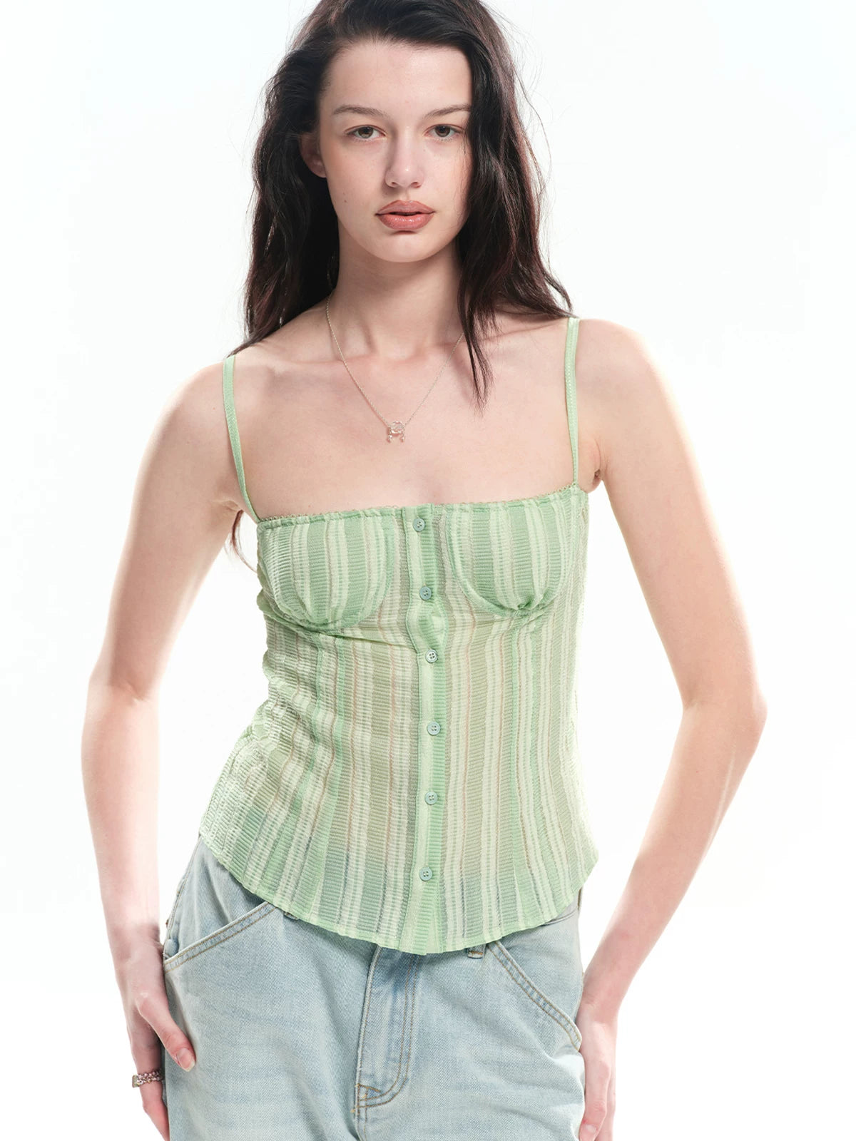 Striped Slim Cardigan Camisole