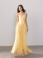 Lace Knit Spaghetti Strap Slit Long Dress