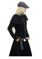 Double Zip Stand Collar Cropped Jacket