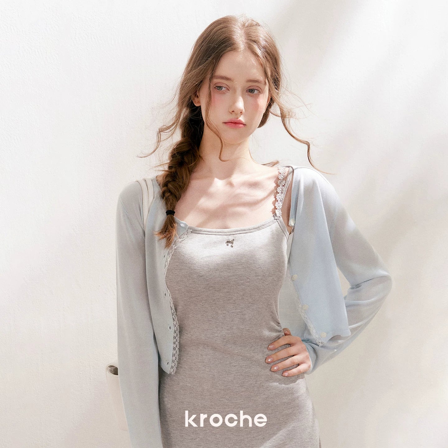 Gray Daisy Strap Knit Dress