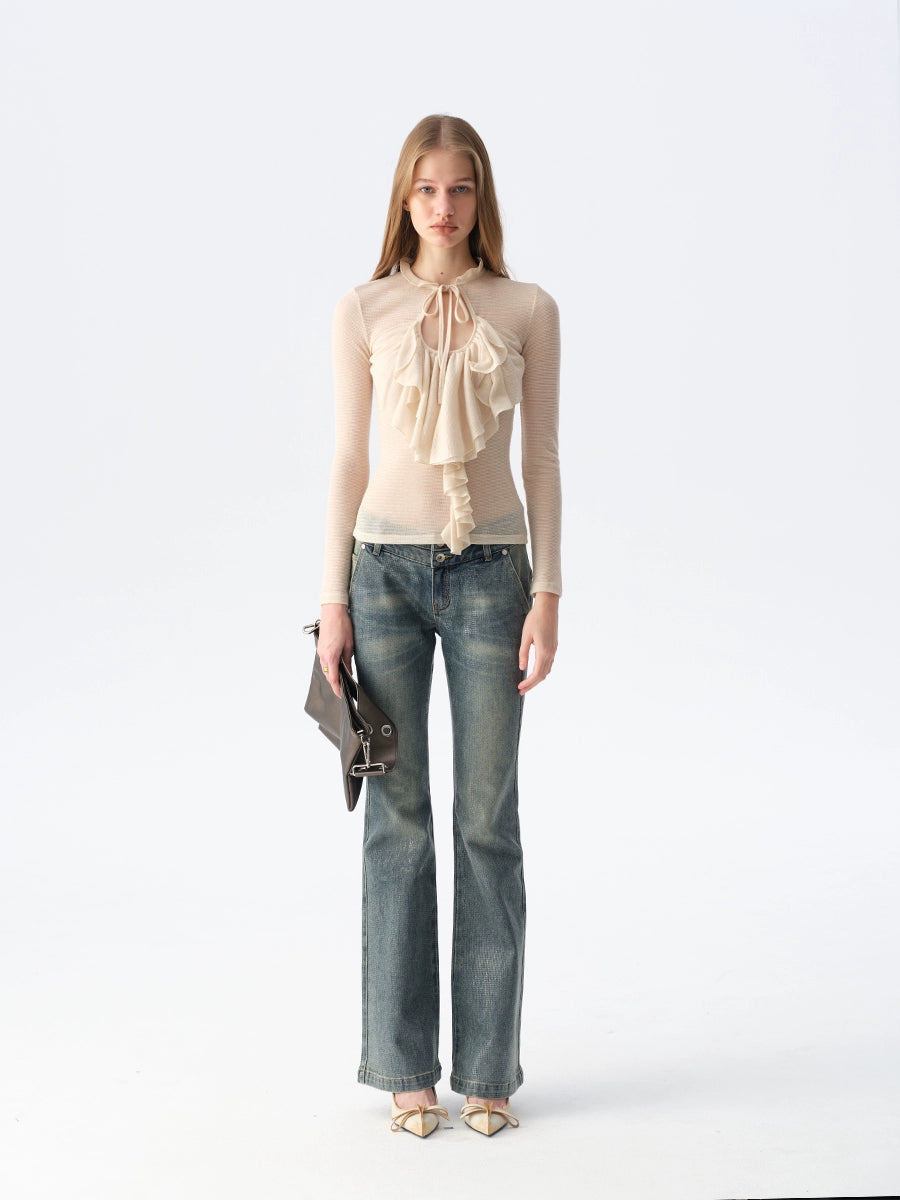 Sheer Wool Ruffle Top