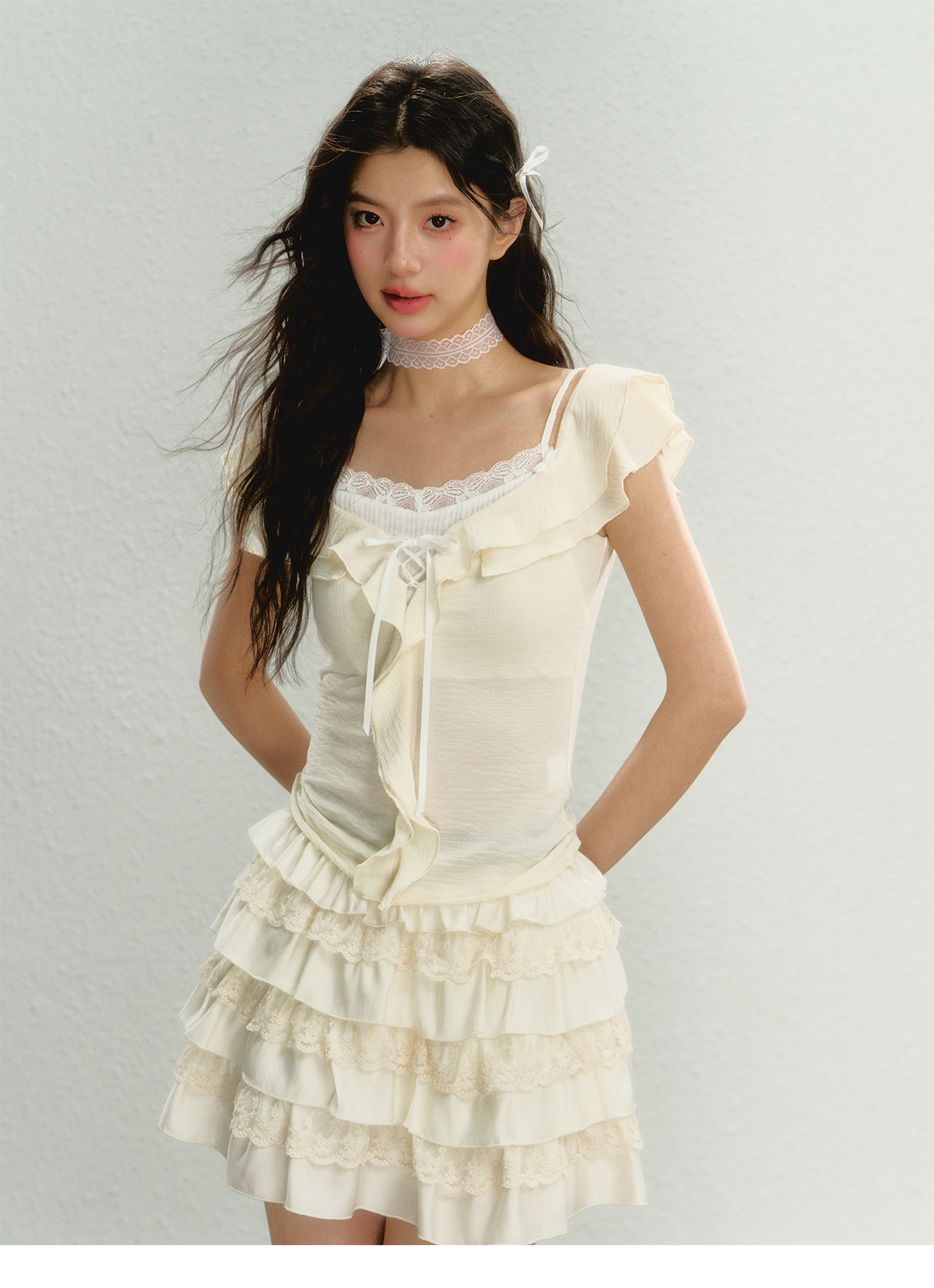 Lace 2-in-1 Knit T-Shirt