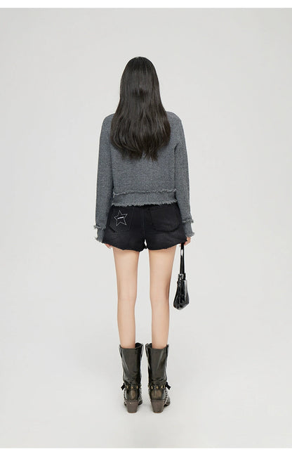Milk Yellow &amp; Gray V-Neck Knit Cardigan