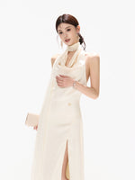 Ribbon Halter Satin Dress