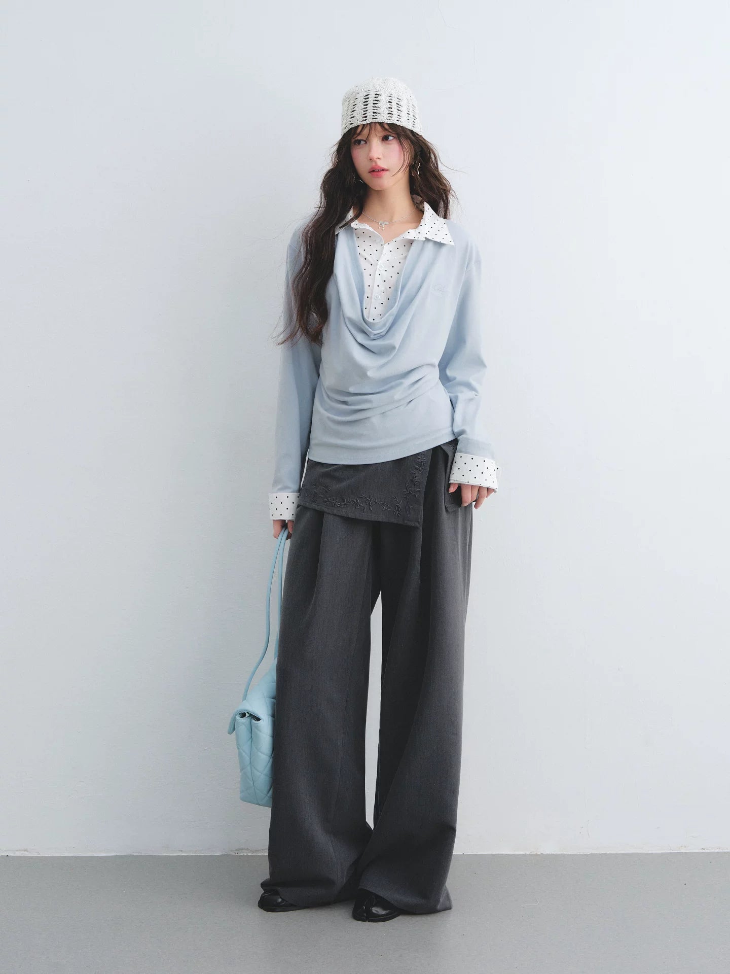 Polka Dot Layered Drape Top