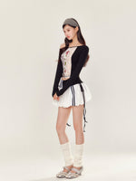 Lace Floral Off-Shoulder T-shirt & Skirt Set